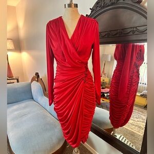 VTG 80s Night Moves New York Long Sleeve Red Dress Size M/8